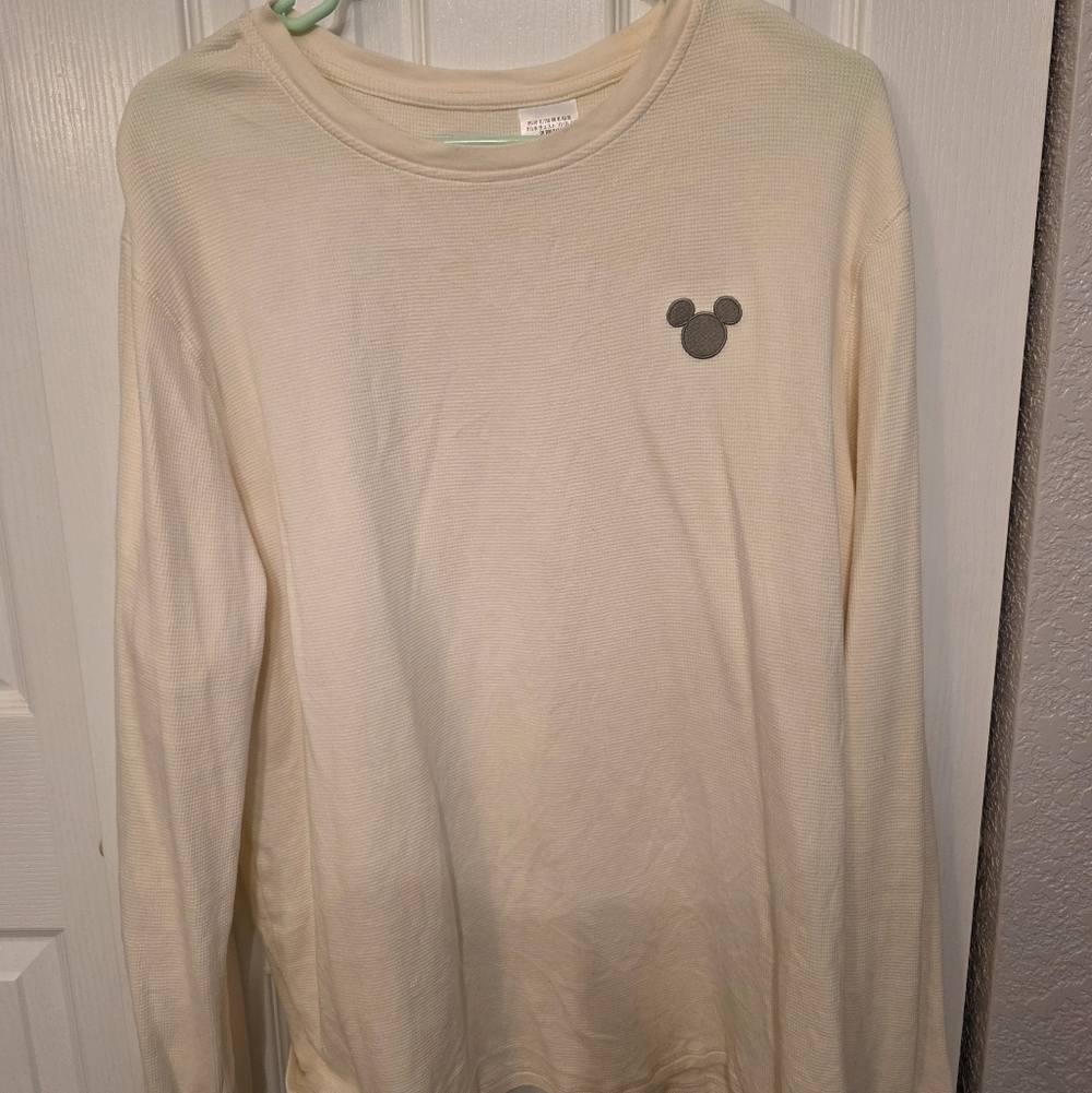Cream Long Sleeve Shirt with Mickey Mouse Logo Thermal